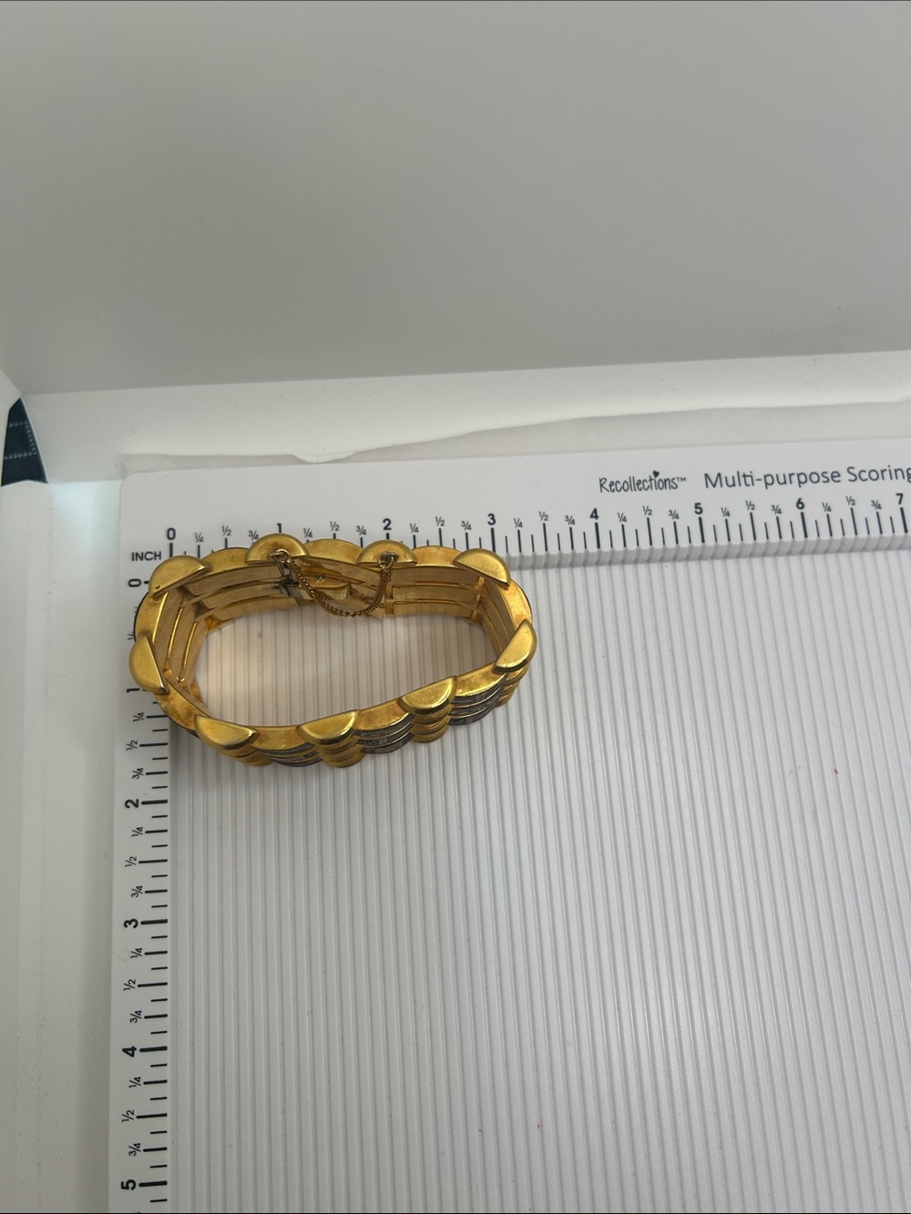 Vintage Damascene Gold and Black Etched Wide Link Bracelet - - Picture 2 of 9